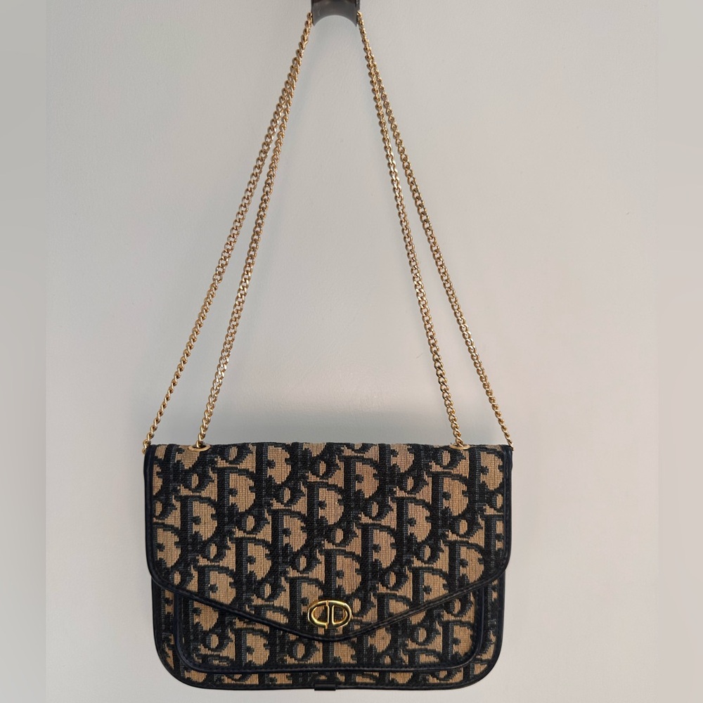 Vintage Dior bag with a gold chain strap
